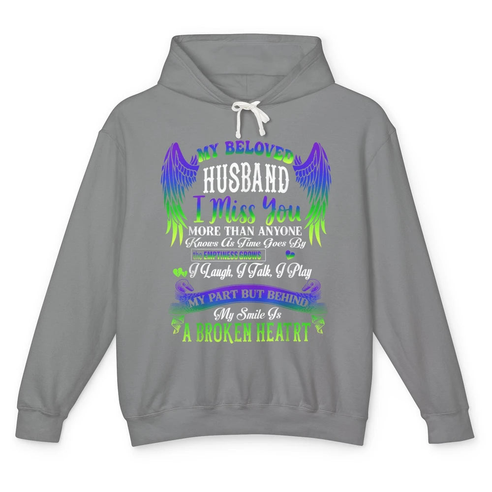 My Husband My Angel In Heaven Love Miss You Husband Wings Unisex Lightweight Hoodie