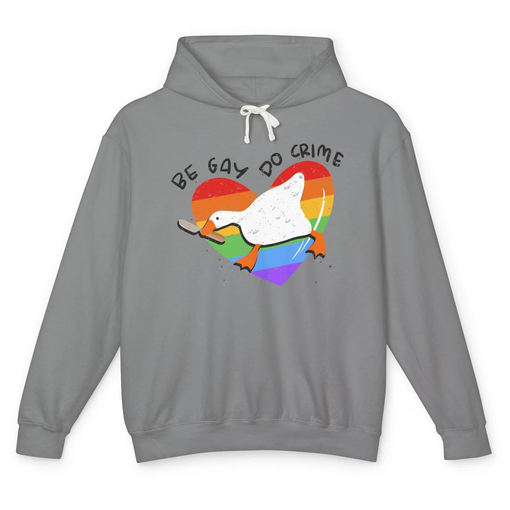 Vintage Duck Rainbow Be Gay Do Crime LGBTQ Community Rights Unisex Lightweight Hoodie