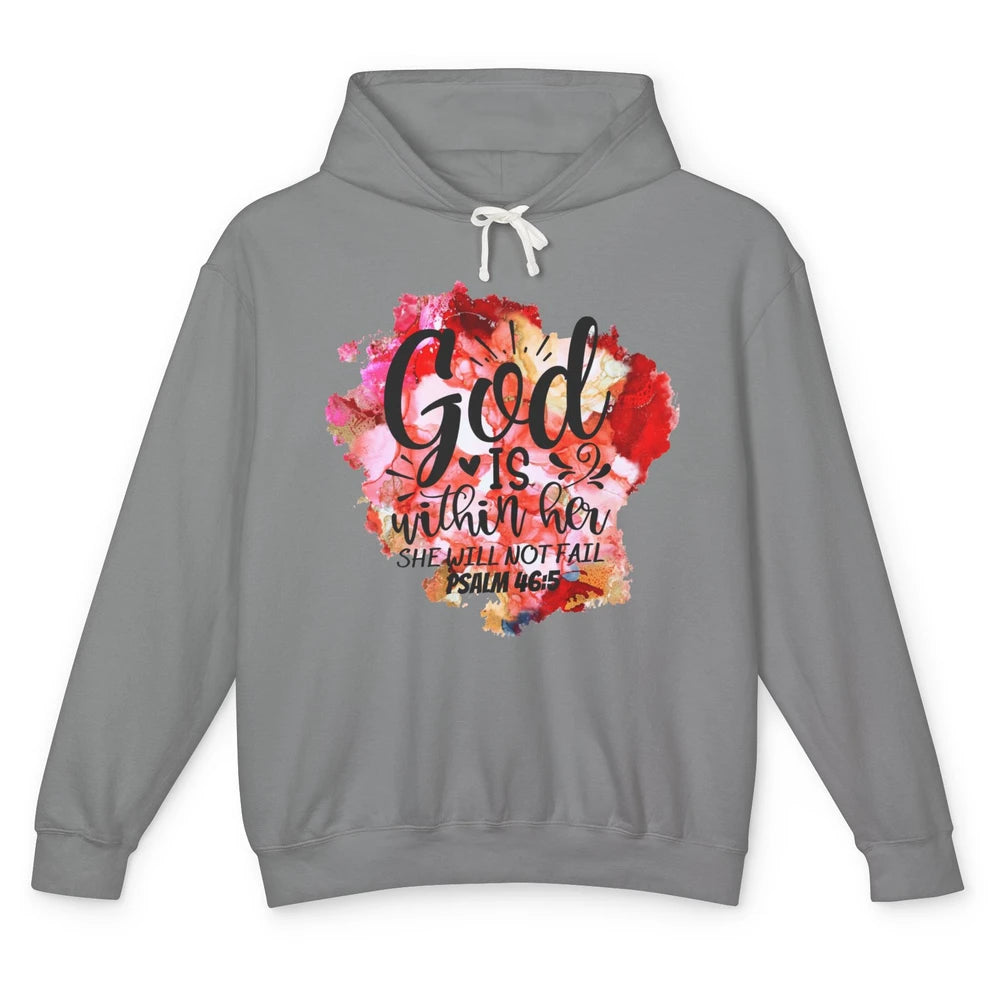 Christian God's Within Her She Will Not Fail Bible Religious Unisex Lightweight Hoodie