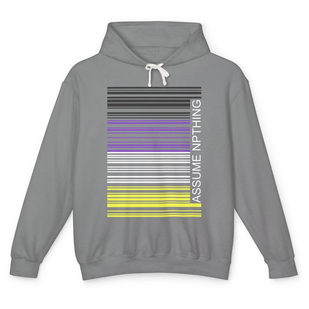 Assume Nothing Barcode Non Binary Genderqueer Pride Month Unisex Lightweight Hoodie