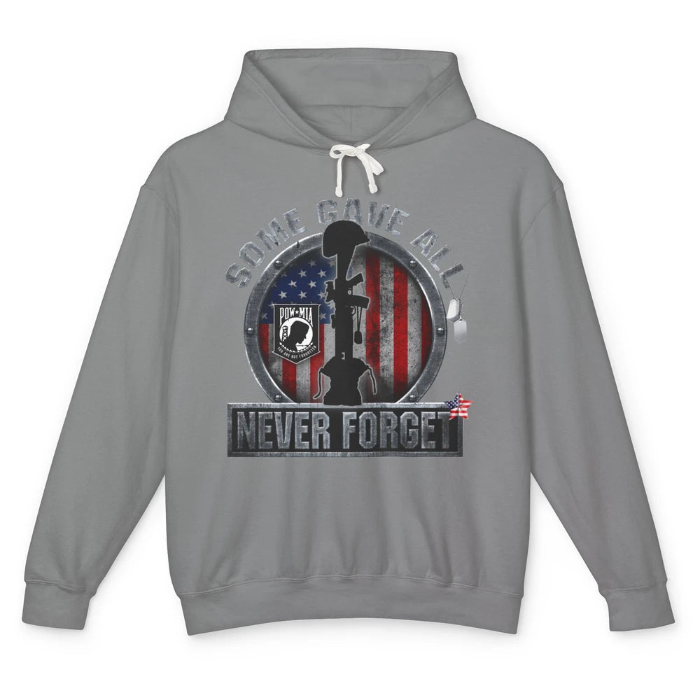 Retro US Veteran Some Gave All Never Forget Memorial Day Unisex Lightweight Hoodie