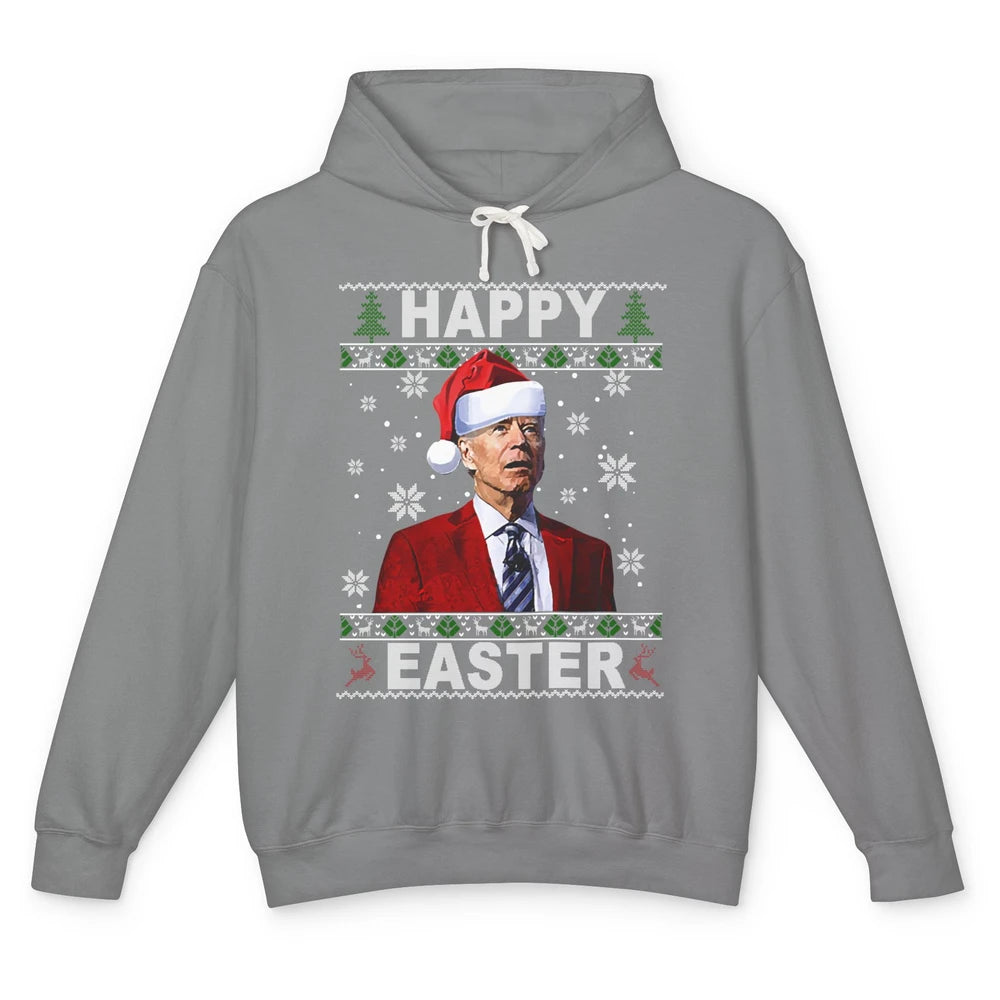 Funny Biden Santa Hat Happy Easter Anti Biden Christmas Unisex Lightweight Hoodie