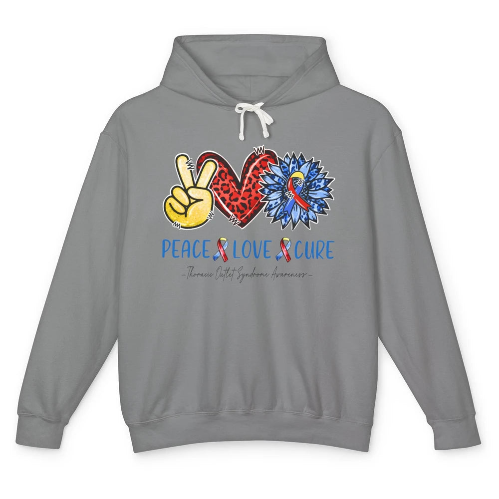 Thoracic Outlet Syndrome Awareness Peace Love Cure Sunflower Unisex Lightweight Hoodie