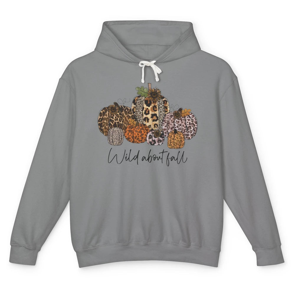 Leopard Pumpkin Patch Wild About Fall Thanksgiving Halloween Unisex Lightweight Hoodie