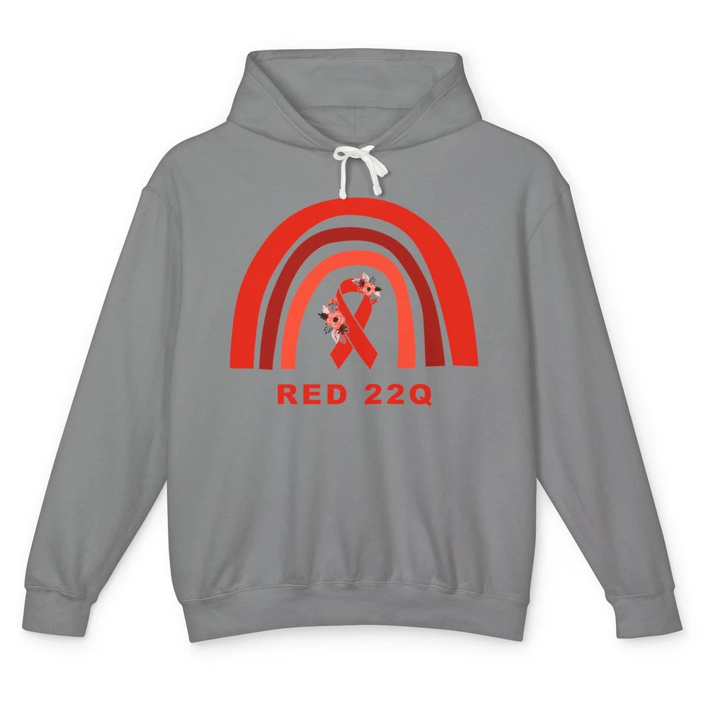 22Q Deletion/DiGeorge Syndrome Awareness Floral Red Rainbow Unisex Lightweight Hoodie