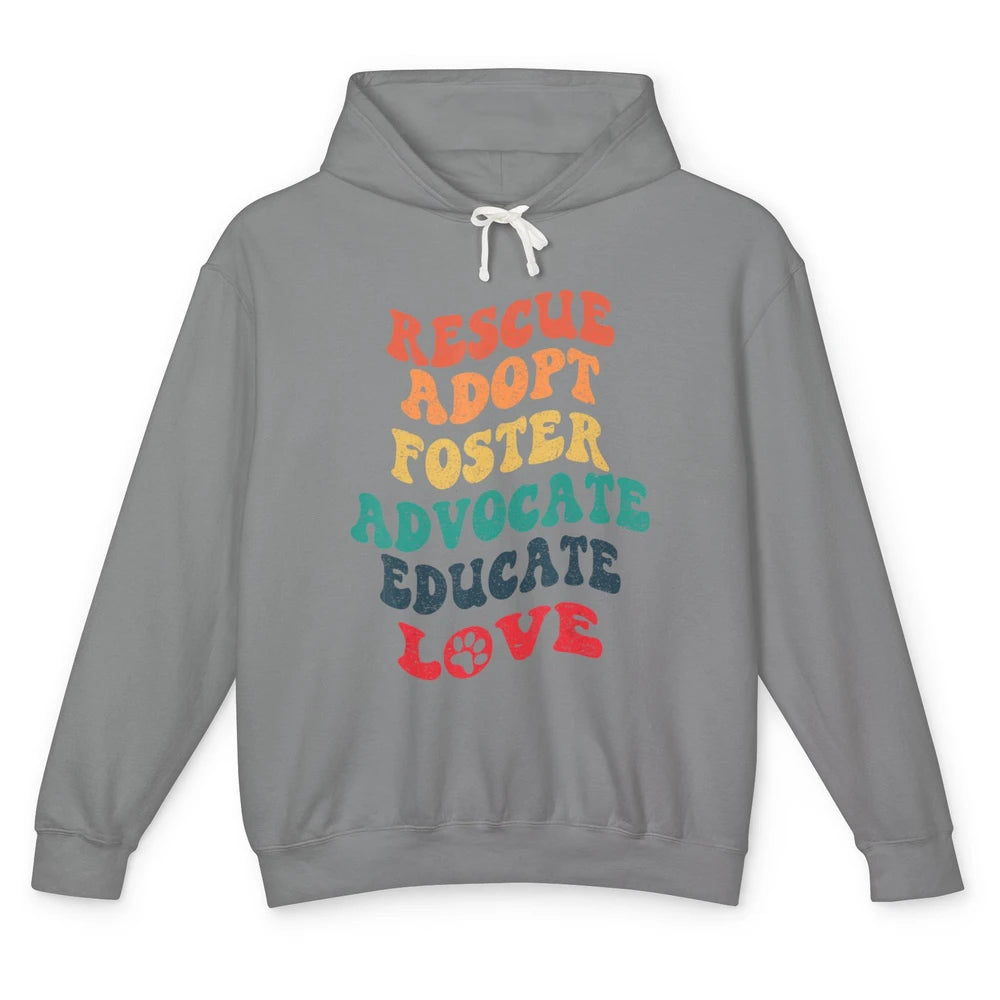 Groovy Rescue Dog Cat Animal Pet Shelter Adopt Advocate Love Unisex Lightweight Hoodie