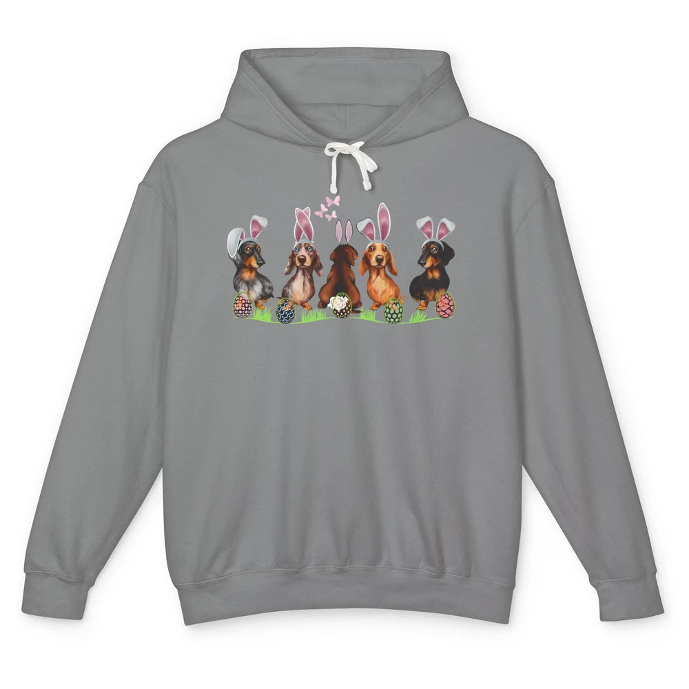 Easter Dachshund With Bunny Ears Cute Dachshund Easter Eggs Unisex Lightweight Hoodie