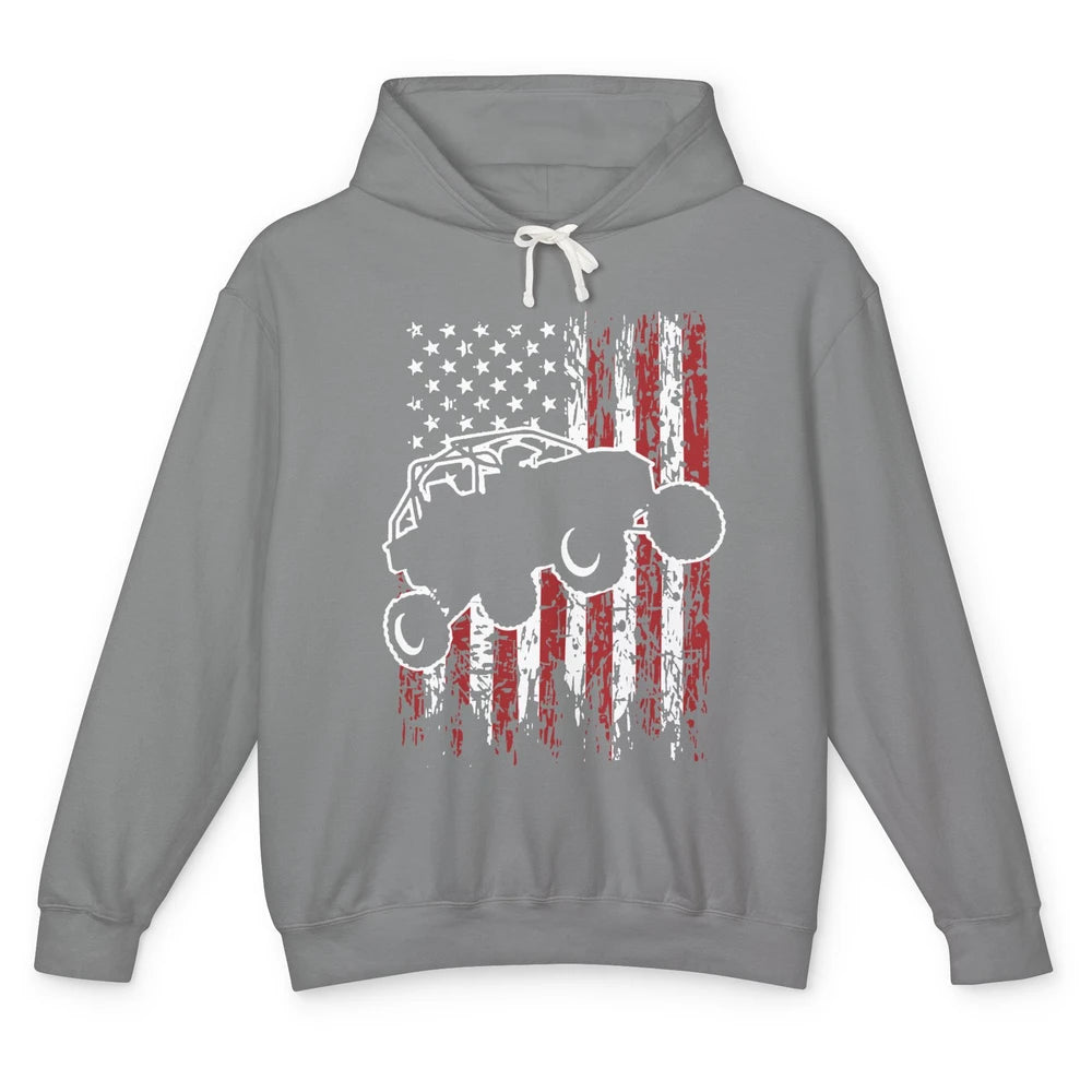 US Flag ATV Side By Side Rider UTV July 4th Racing Patriotic Unisex Lightweight Hoodie