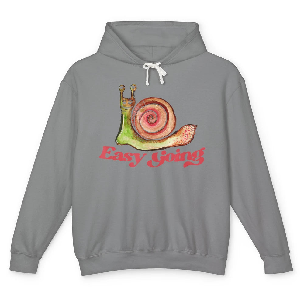 Funny Watercolor Easy Going Snails Pun Nature Animal Snail Unisex Lightweight Hoodie