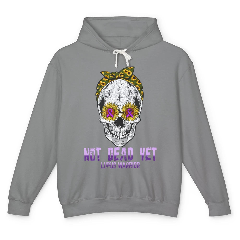 Not Dead Yet Skull Lupus Awareness Funny Sunflower Skeleton Unisex Lightweight Hoodie