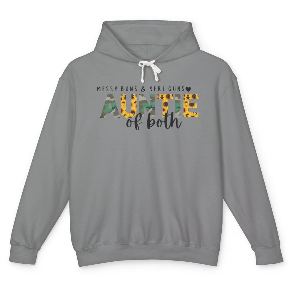 Messy Bun And Nerf Guns Auntie Of Both Aunt Sunflower Unisex Lightweight Hoodie