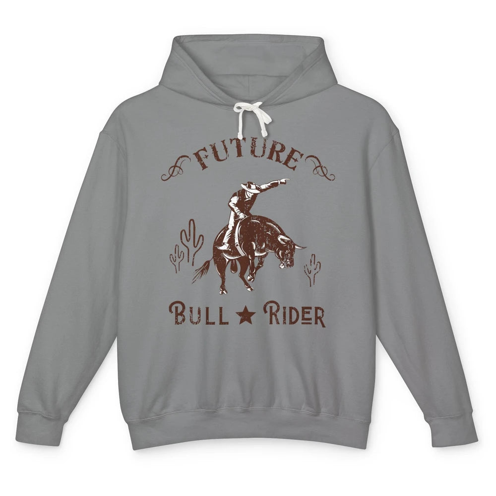 Retro Future Bull Rider Cowboy Western Country Cactus Riding Unisex Lightweight Hoodie