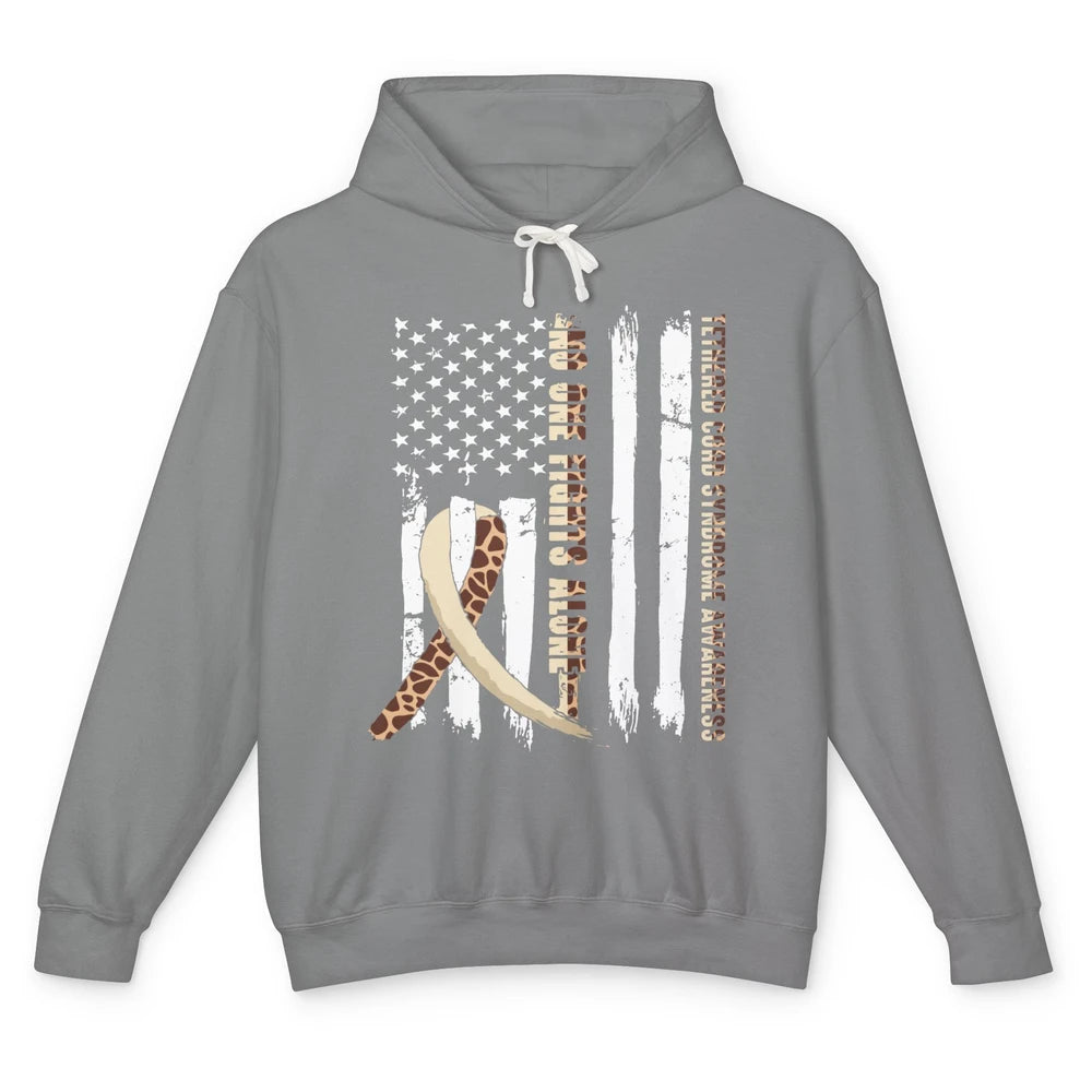 Tethered Cord Syndrome TCS Ribbon No One Fight Alone US Flag Unisex Lightweight Hoodie