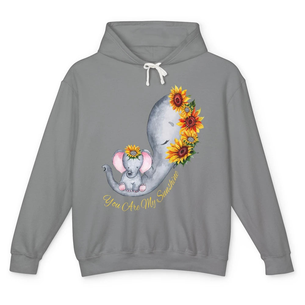 Sunflower Baby Elephant You Are My Sunshine Elephant Mom Unisex Lightweight Hoodie