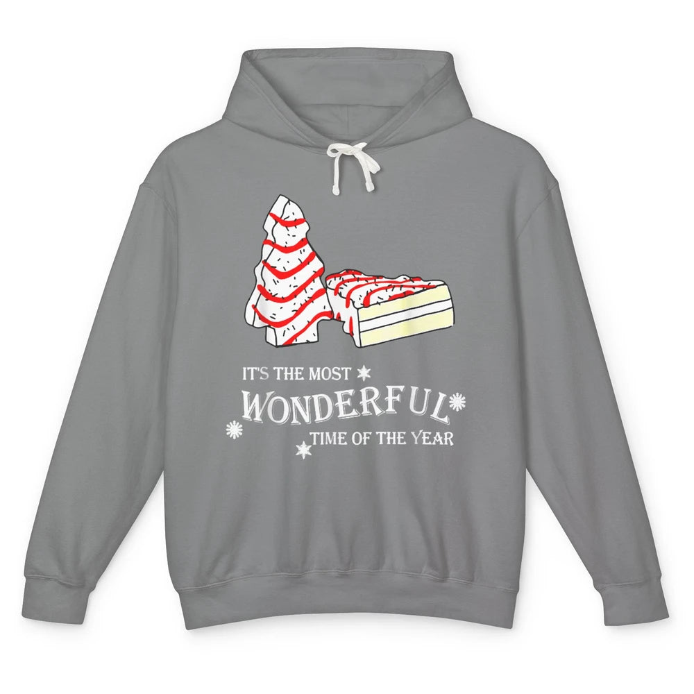 Merry Christmas Its The Most Wonderful Time Xmas Tree Cakes Unisex Lightweight Hoodie