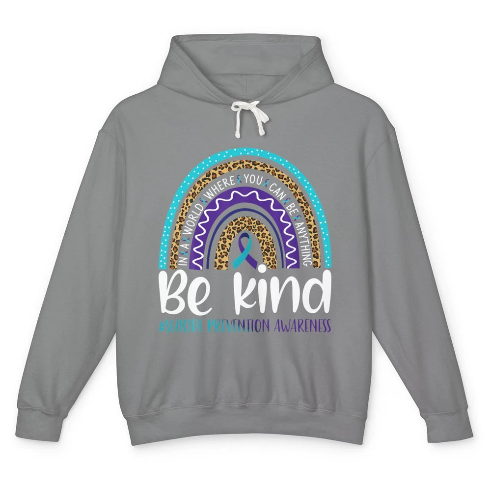 Be Kind Leopard Rainbow Suicide Prevention Awareness Month Unisex Lightweight Hoodie