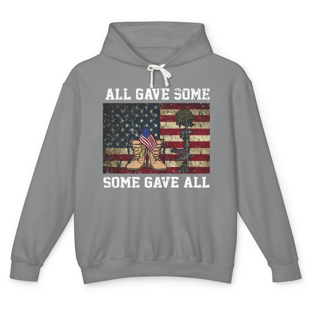 Retro US Veteran All Gave Some Some Gave All Memorial Day Unisex Lightweight Hoodie