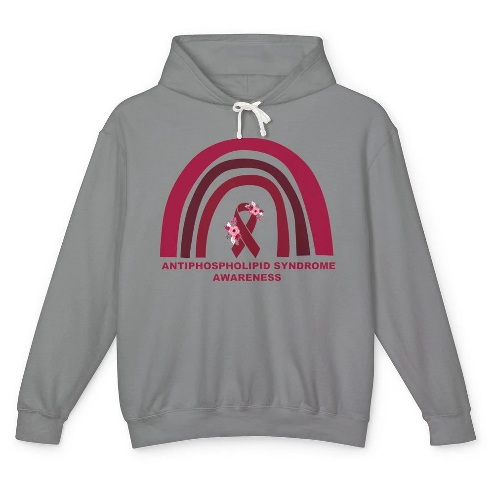 Antiphospholipid Syndrome Awareness APS Burgundy Rainbow Unisex Lightweight Hoodie