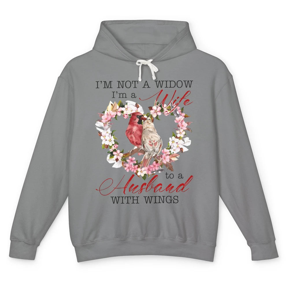 Cardinal Husband In Heaven I'm Not Widow Angel Loving Memory Unisex Lightweight Hoodie