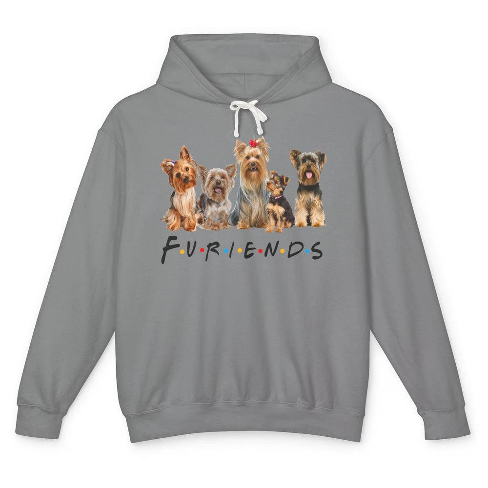 Funny Yorkie Furiends Merry Christmas Hat Yorkshire Terrier Unisex Lightweight Hoodie