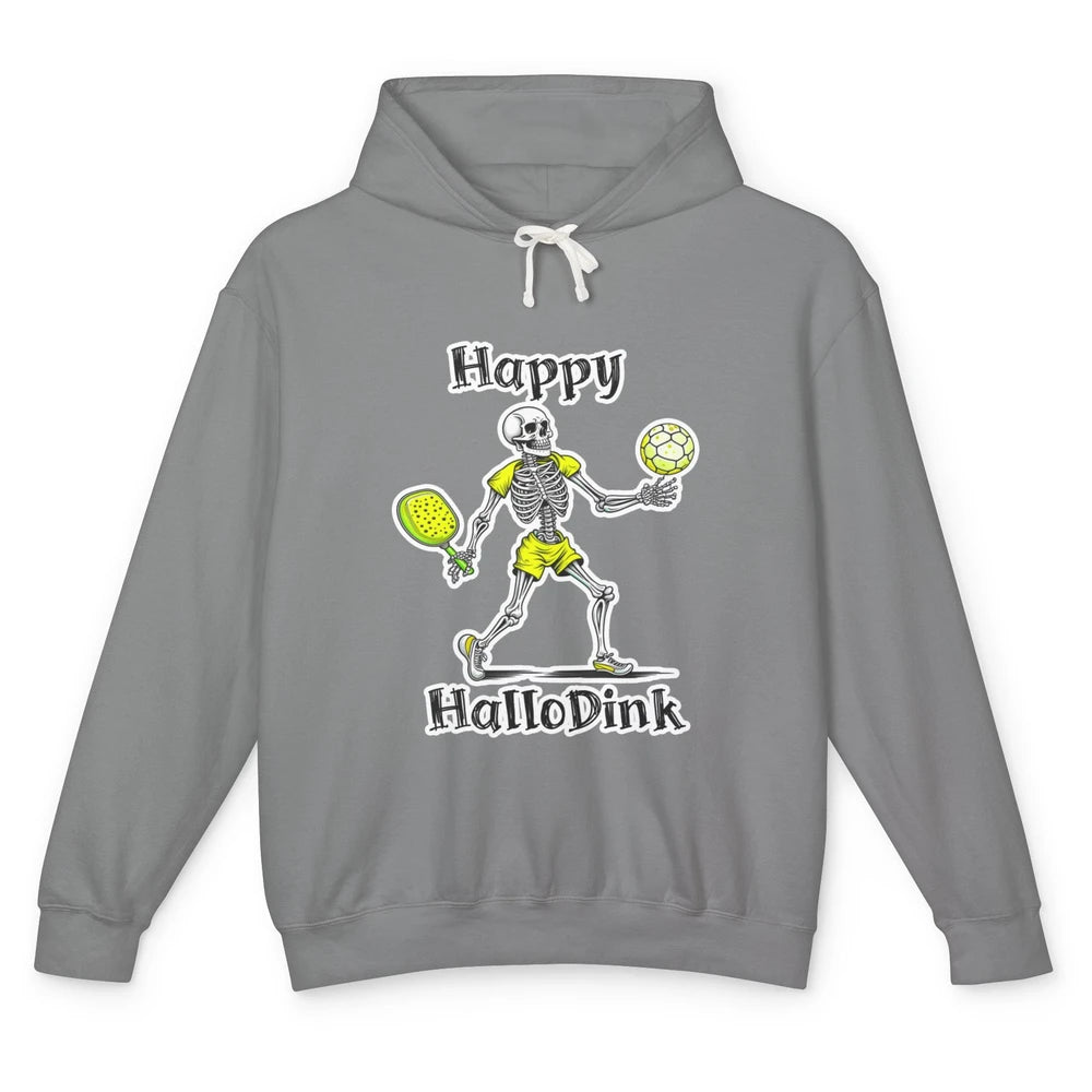 Funny Hallodink Pickle Ball Skeleton Halloween Spooky Pun Unisex Lightweight Hoodie