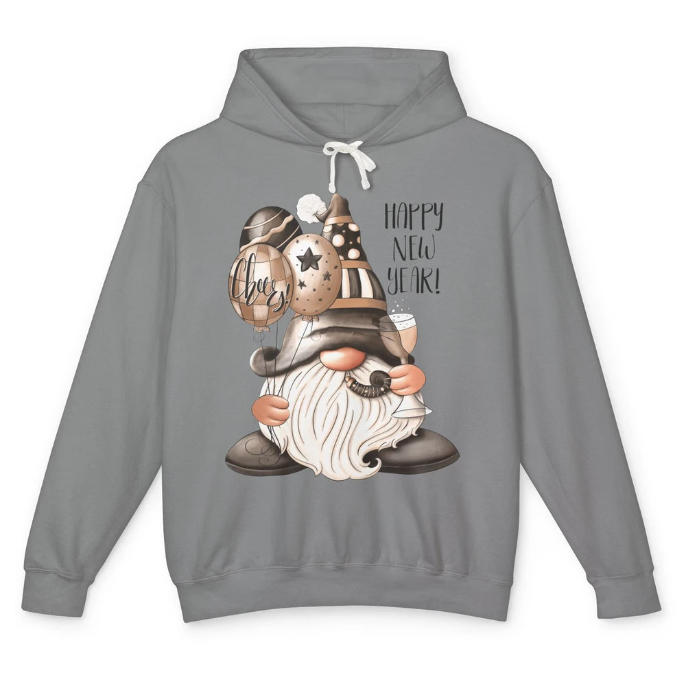 Happy New Year Gnome Champagne New Year Eve Cheer Gnomies Unisex Lightweight Hoodie