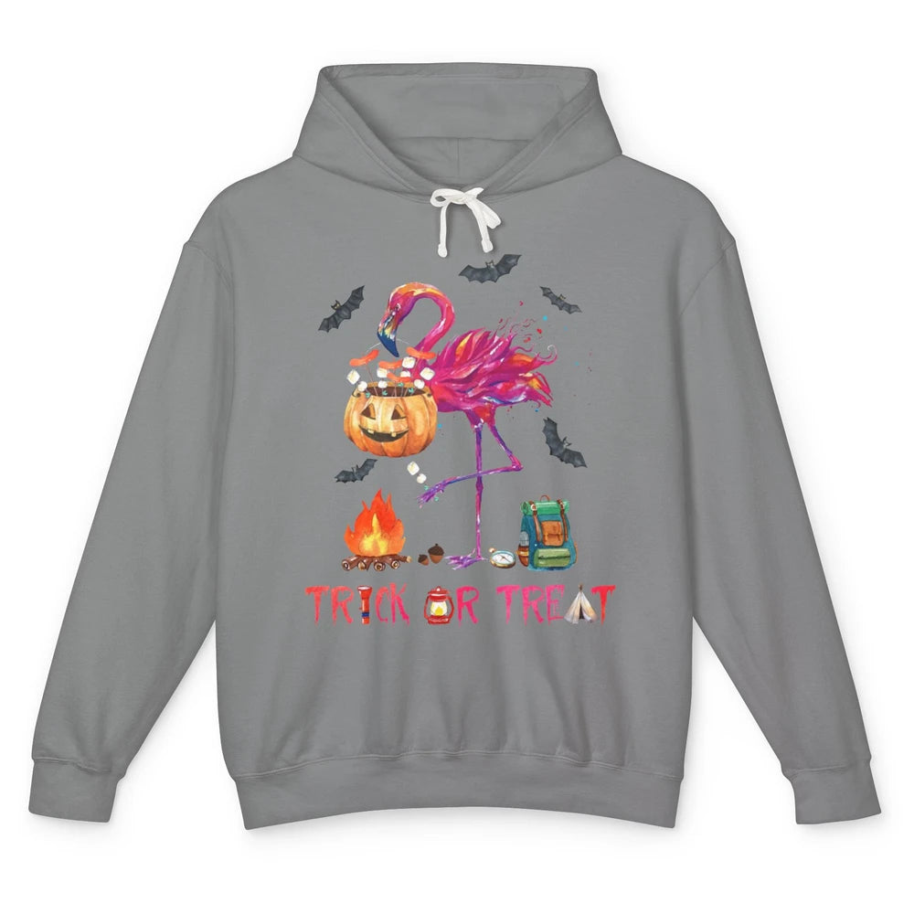 Flamingo Trick or Treat Halloween Camping Lovers Gift Unisex Lightweight Hoodie