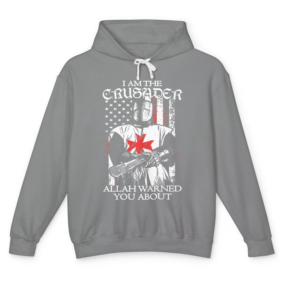 US Flag Knight Templar I'm Crusader Allah Warned You About Unisex Lightweight Hoodie