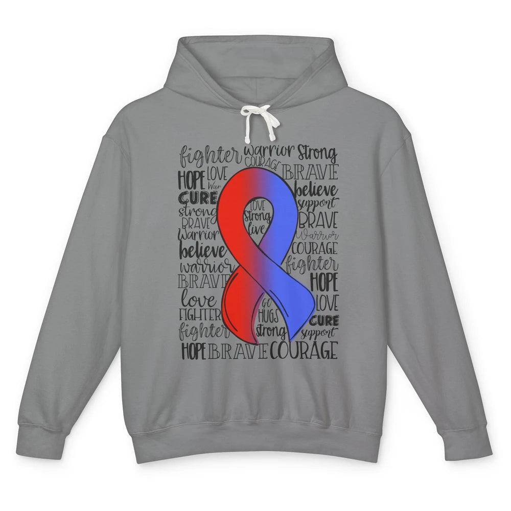 Hypoplastic Left Heart Syndrome Red Blue Ribbon Hope Love Unisex Lightweight Hoodie