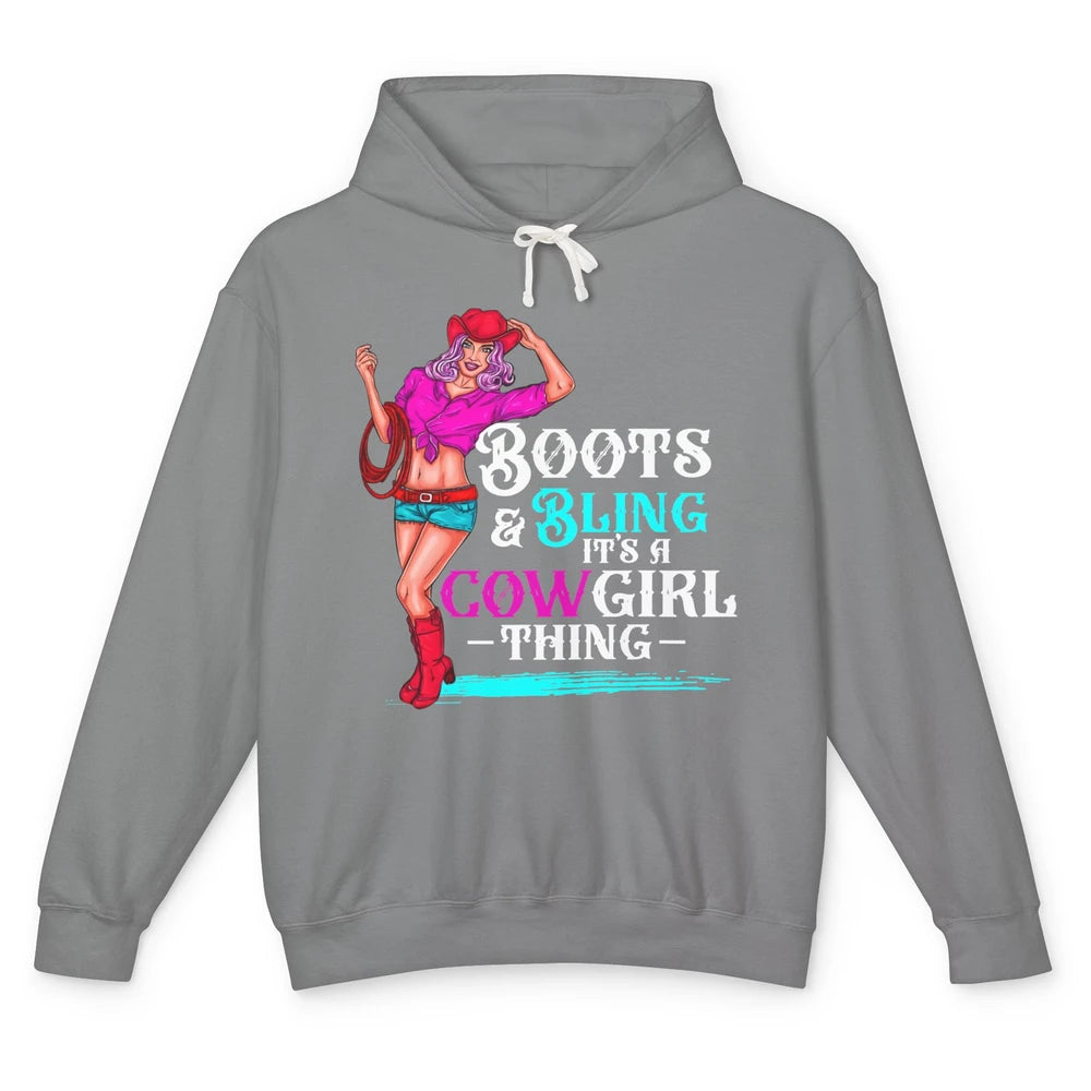 Cowgirl Boots And Bling It's Cowgirl Things Western Country Unisex Lightweight Hoodie