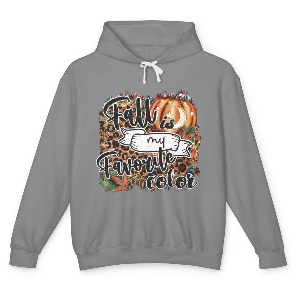 Retro Pumpkin Fall Is My Favorite Color Leopard Autumn Gift Unisex Lightweight Hoodie