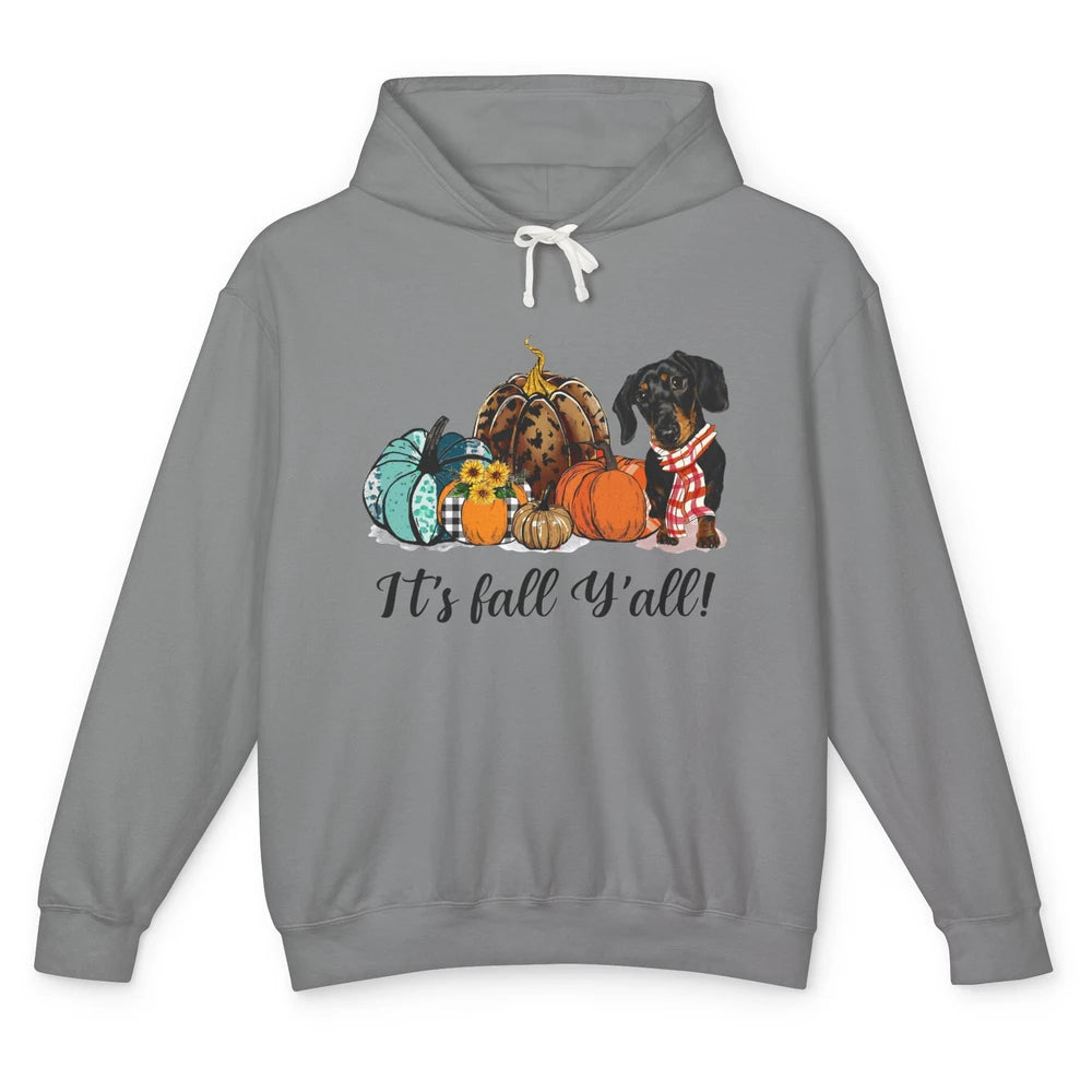 Weenie Dog Love Fall Yall Pumpkin Autumn Halloween Dachshund Unisex Lightweight Hoodie