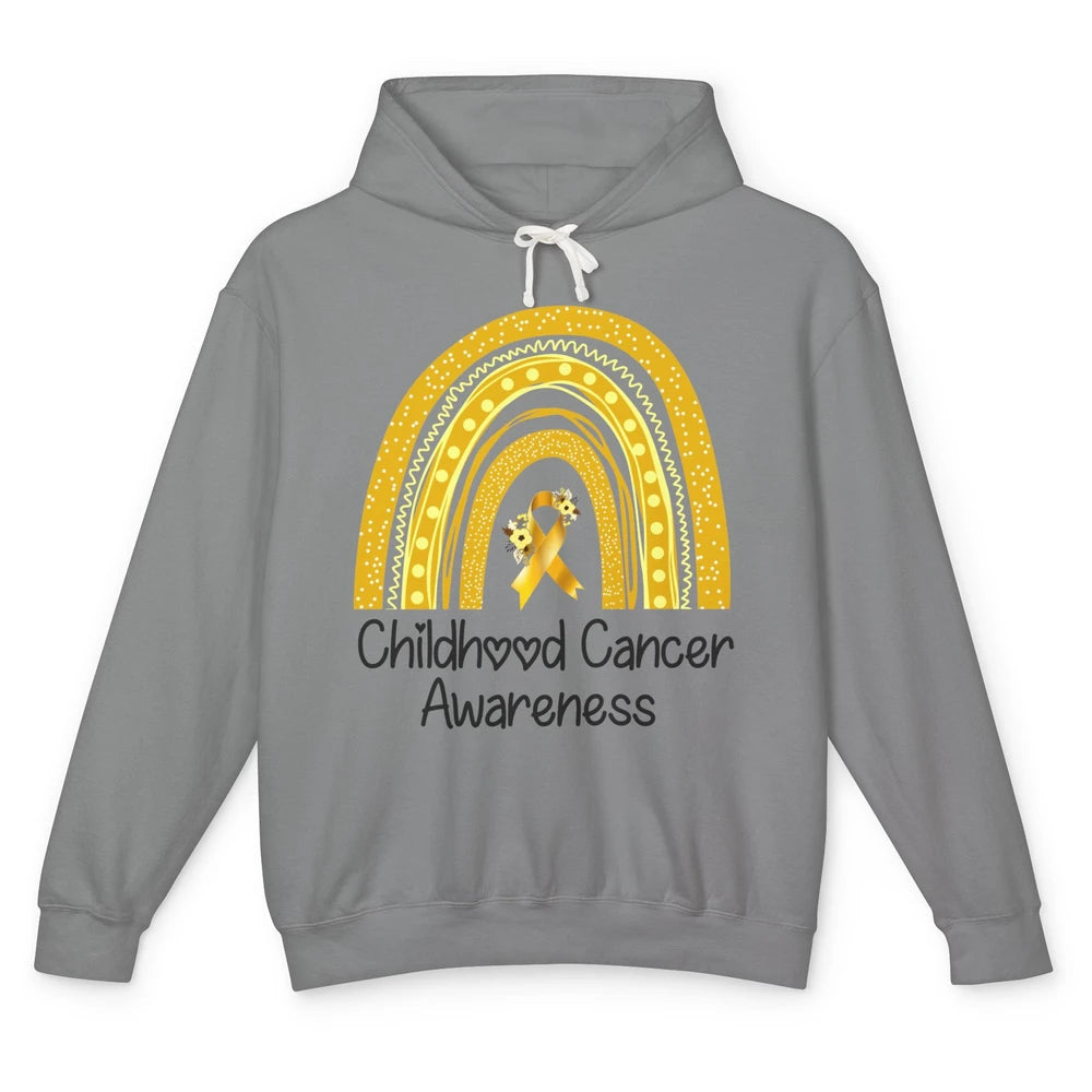 Childhood Cancer Awareness Support Rainbow Gold Ribbon Gift Unisex Lightweight Hoodie