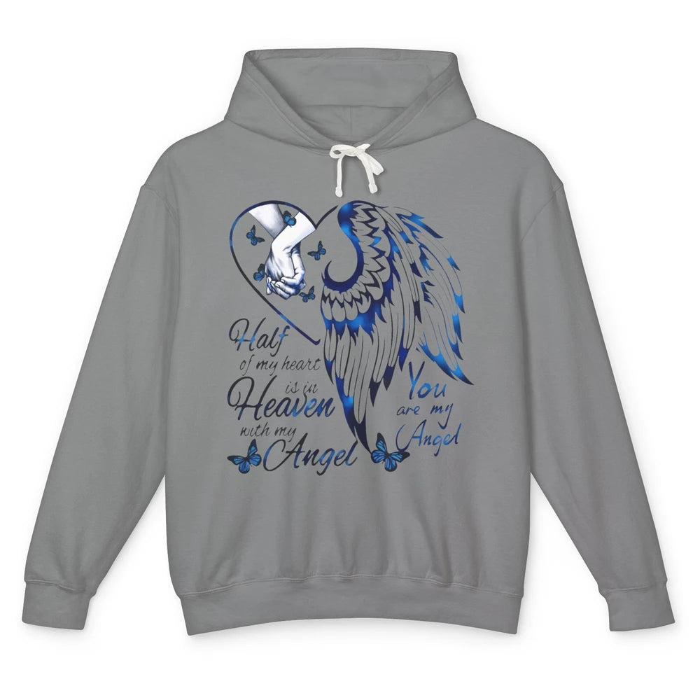 Half Of My Heart Is In Heaven With My Angel In Loving Memory Unisex Lightweight Hoodie