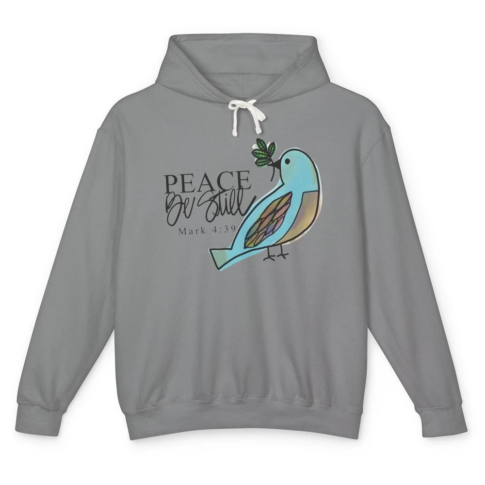 Bird Peace Be Still And Know Bible Verse Christian Religious Unisex Lightweight Hoodie