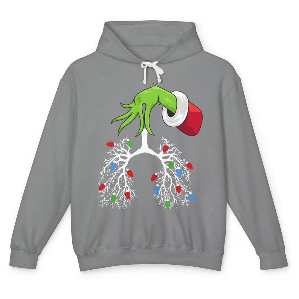 Lung Christmas Lights Respiratory Therapist RT Nurse Xmas Unisex Lightweight Hoodie