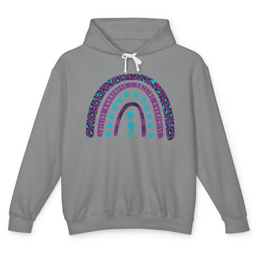 Suicide Awareness Rainbow Semicolon Prevention Psychologist Unisex Lightweight Hoodie