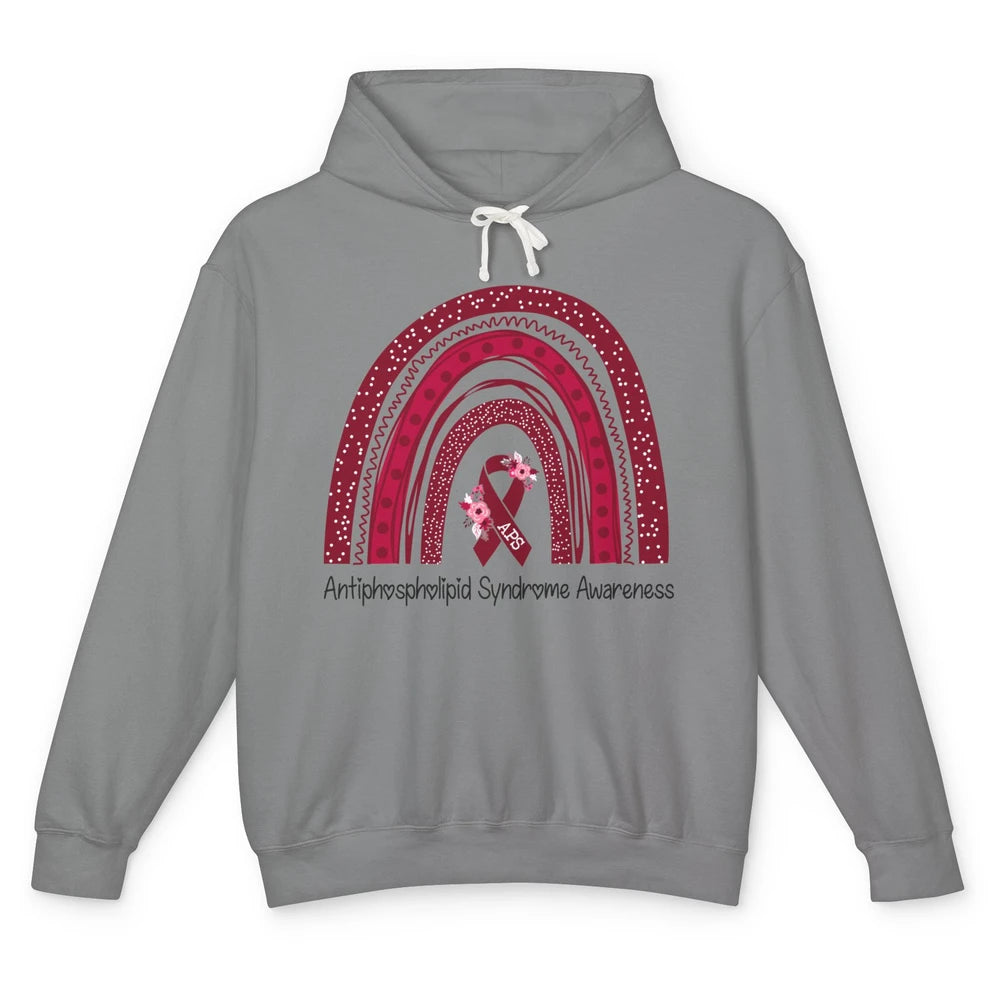 Antiphospholipid Syndrome Awareness APS Burgundy Rainbow Unisex Lightweight Hoodie