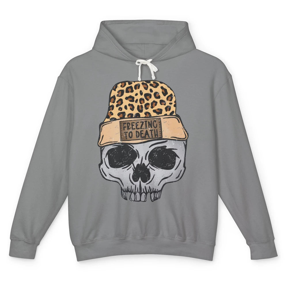 Funny Leopard Skull Freezing To Death Funny Christmas Winter Unisex Lightweight Hoodie