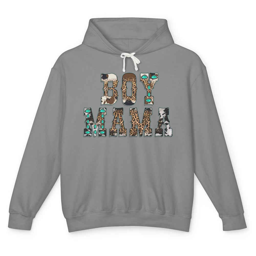 Leopard Turquoise Boy Mama Western Country Cowboy Mama Unisex Lightweight Hoodie