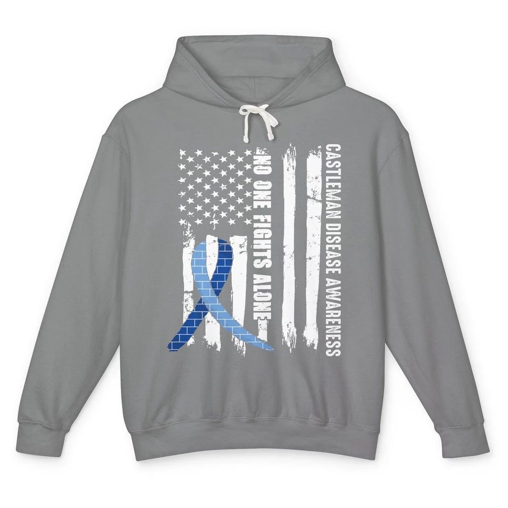 Castleman Disease Awareness Blue Ribbon No One Fight Alone Unisex Lightweight Hoodie