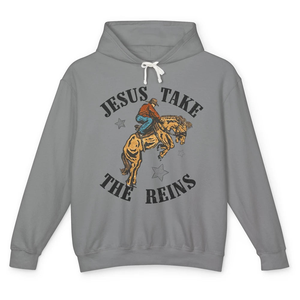 Rodeo Cowboy Horsing Jesus Take the Reins Western Country Unisex Lightweight Hoodie