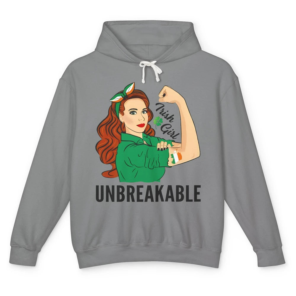 Irish Girl Unbreakable St Patricks Day I'm Irish Lucky Girl Unisex Lightweight Hoodie