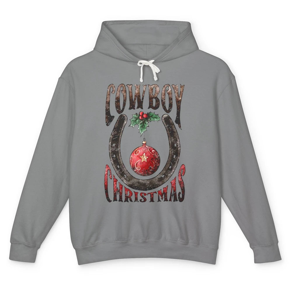 Christmas Cowboy Horseshoe Xmas Balls Western Christmas Unisex Lightweight Hoodie