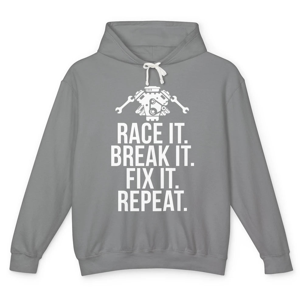 Race Break Fix It Dirt Racing Retro Sprint Car Speed Truck Unisex Lightweight Hoodie