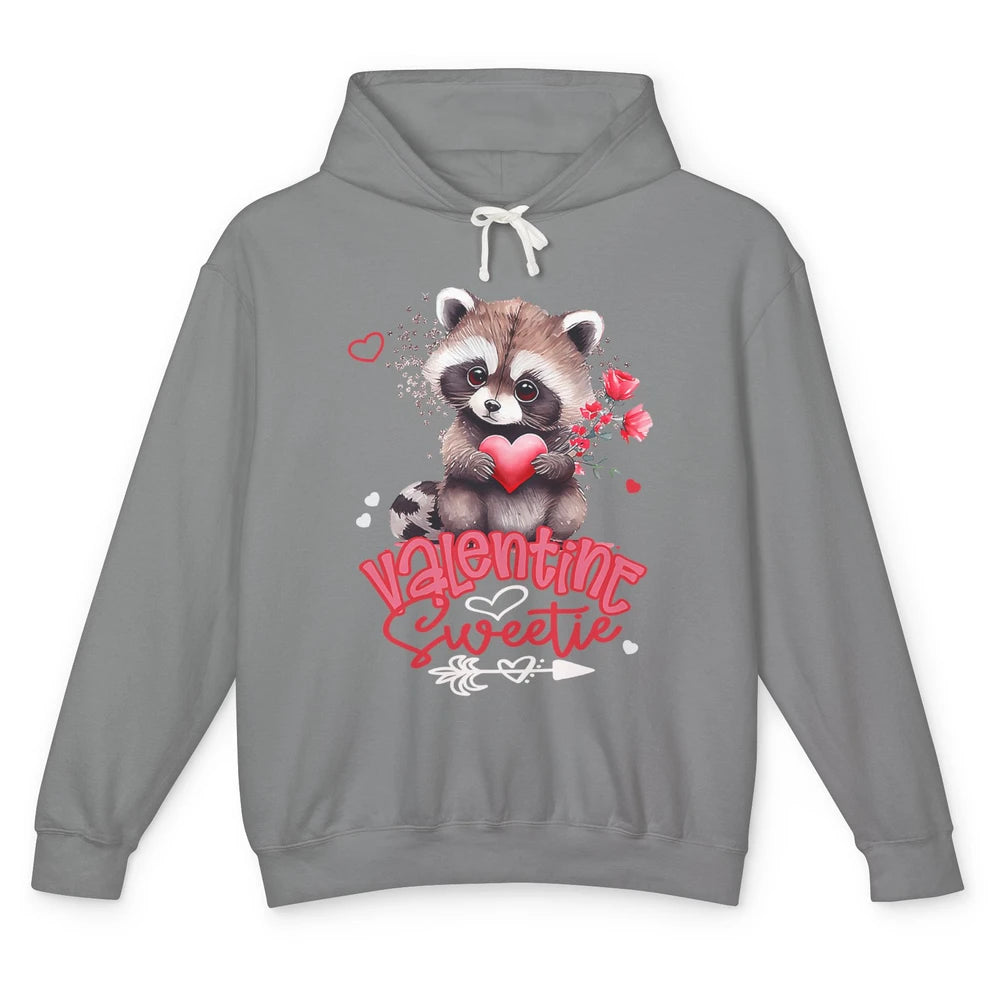 Adorable Baby Raccoon Cute Happy Valentine Sweetie Opossum Unisex Lightweight Hoodie