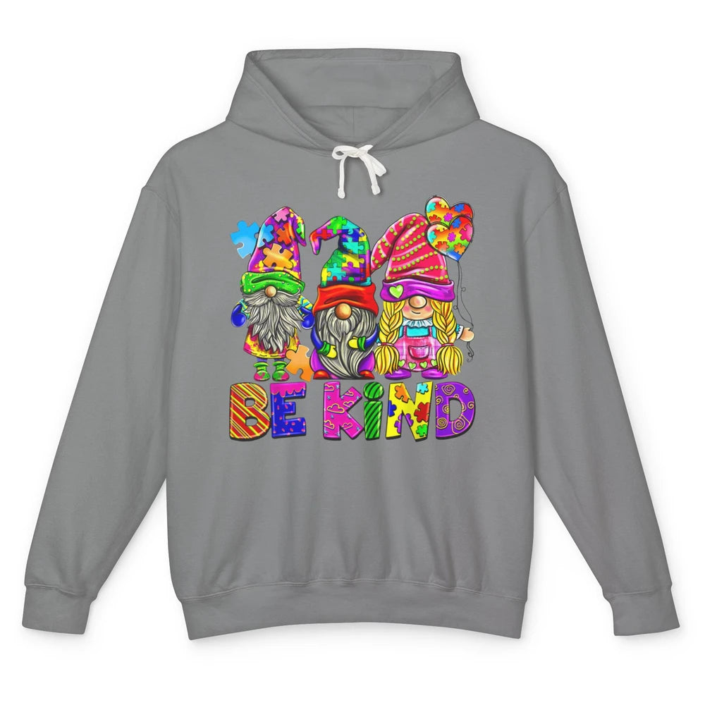 Be Kind Gnome Autism Awareness Month Autistic Jigsaw Puzzle Unisex Lightweight Hoodie