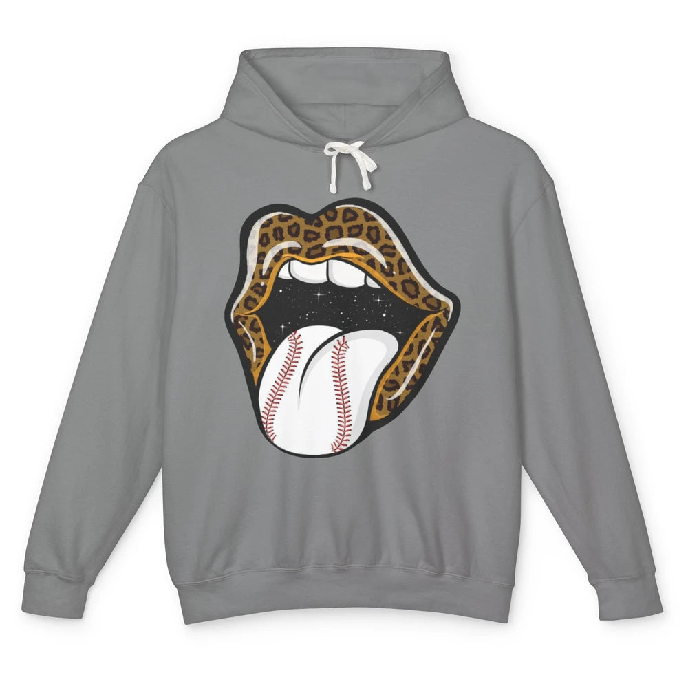 Baseball Lovers Leopard Lips Baseball Players Gift Unisex Lightweight Hoodie