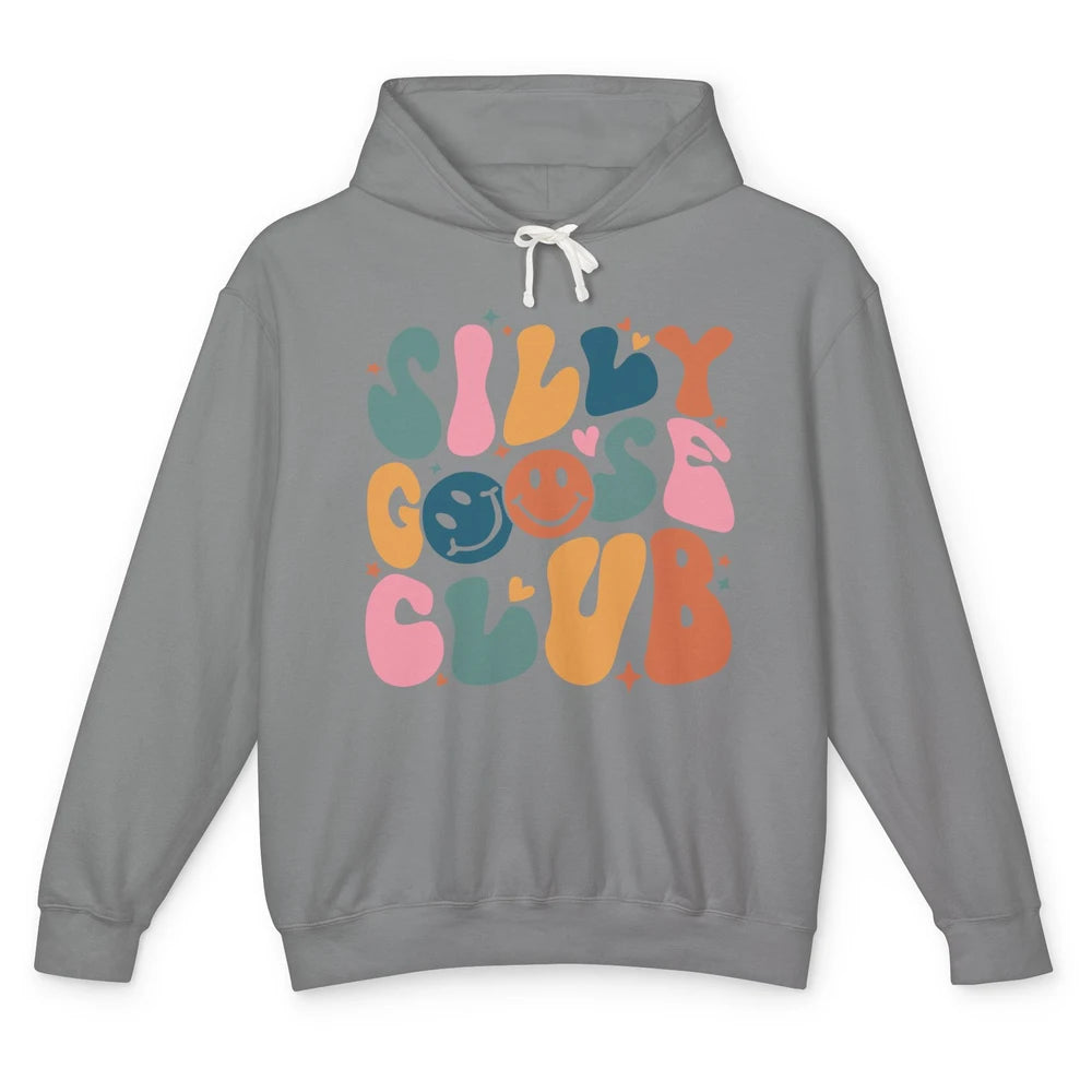 Funny Goose Silly Goose Club Retro Groovy Sarcastic Goose Unisex Lightweight Hoodie