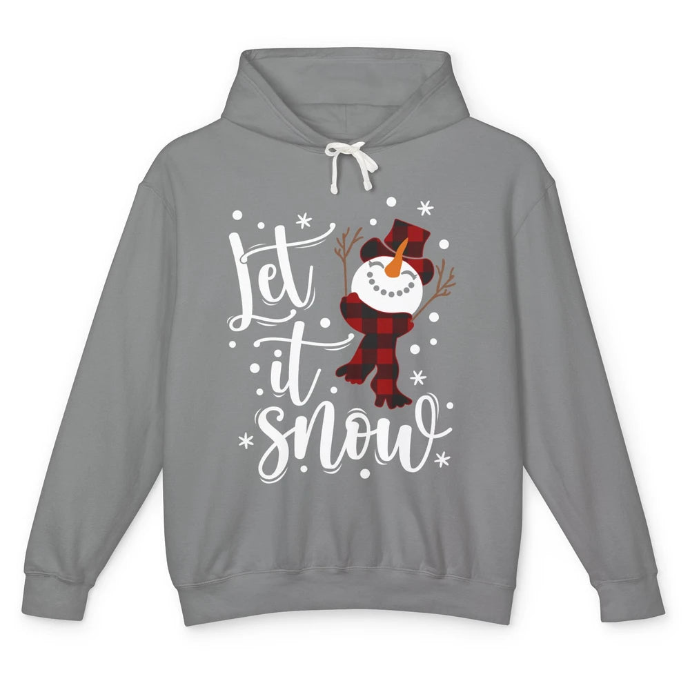 Funny Snowman Let It Snow Snowflakes Merry Christmas Unisex Lightweight Hoodie